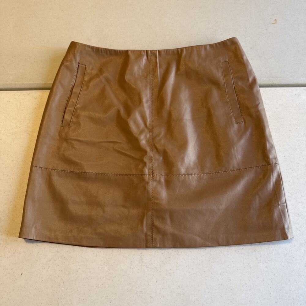 MINKPINK Camel Faux Leather Mini Skirt NWOT L